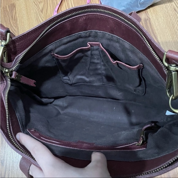 Madewell Brown Leather Top Handle Zipper Closure Satchel Shoulder Crossbody Bag - Picture 14 of 16